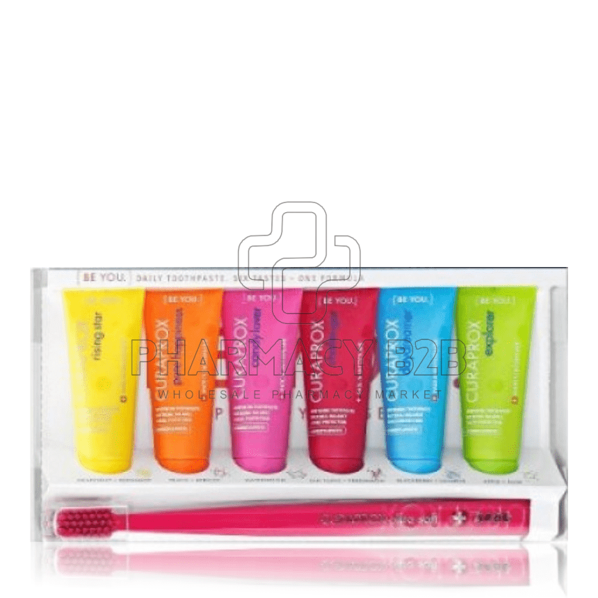 CURAPROX BE YOU Six Taste Mini Pack - 6 Mini Οδοντόκρεμες φυσικής λεύκανσης 6x10ml & Οδοντόβουρτσα 5460 Ultra Soft