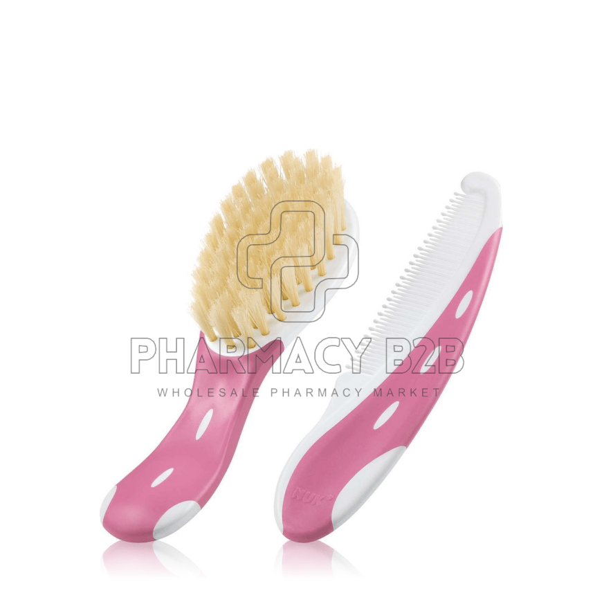 NUK Σετ Βούρτσα από Φυσική Τρίχα & Χτένα με Στρογγυλεμένα Δόντια 2 τεμάχια