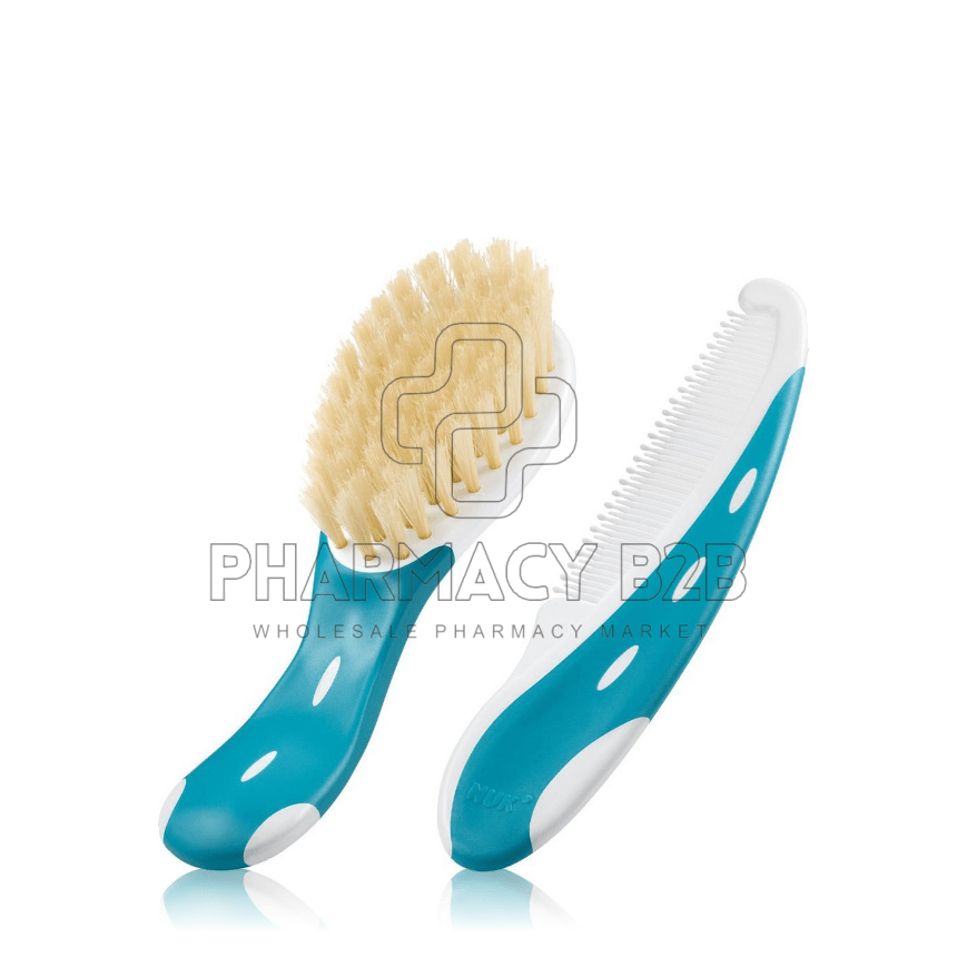 NUK Σετ Βούρτσα από Φυσική Τρίχα & Χτένα με Στρογγυλεμένα Δόντια 2 τεμάχια