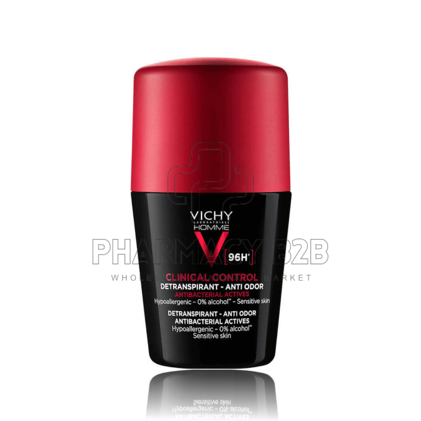 VICHY Homme Clinical Control 96h Detranspirant Anti-Odor Deodorant Roll-on Αποσμητικό για Ευαίσθητες Επιδερμίδες 50ml