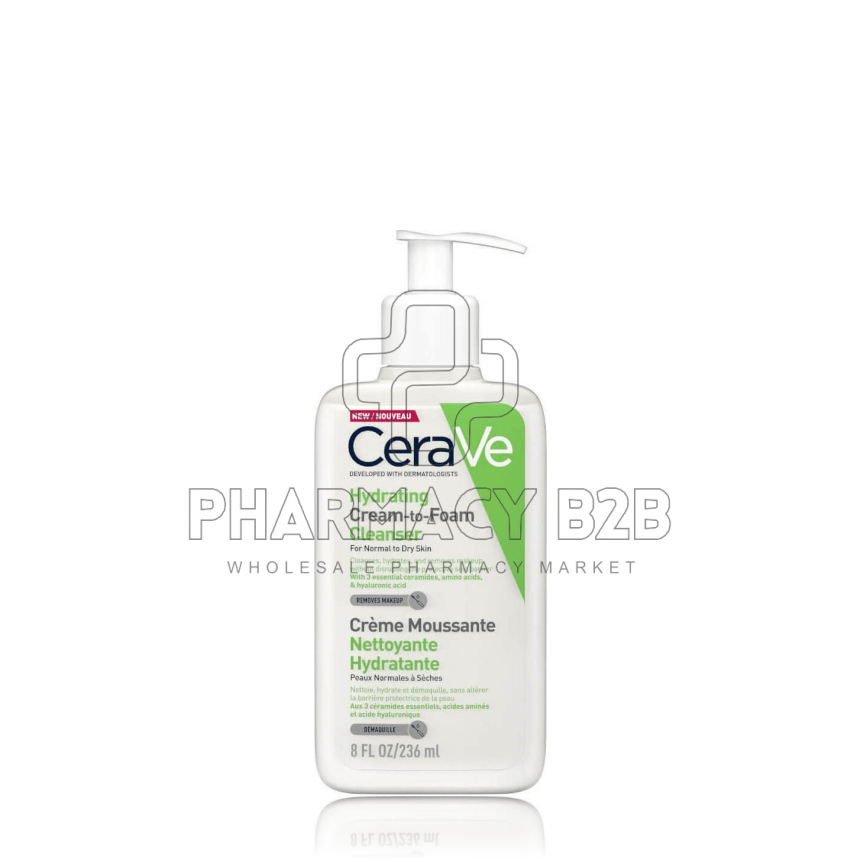CERAVE Hydrating Cream to Foam Αφρώδης Κρέμα Καθαρισμού Προσώπου 236ml