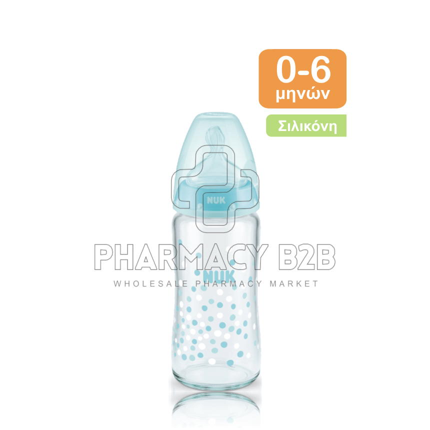 NUK Μπιμπερό 0-6 Γυάλινο Σιλικόνη First Choice 240ml