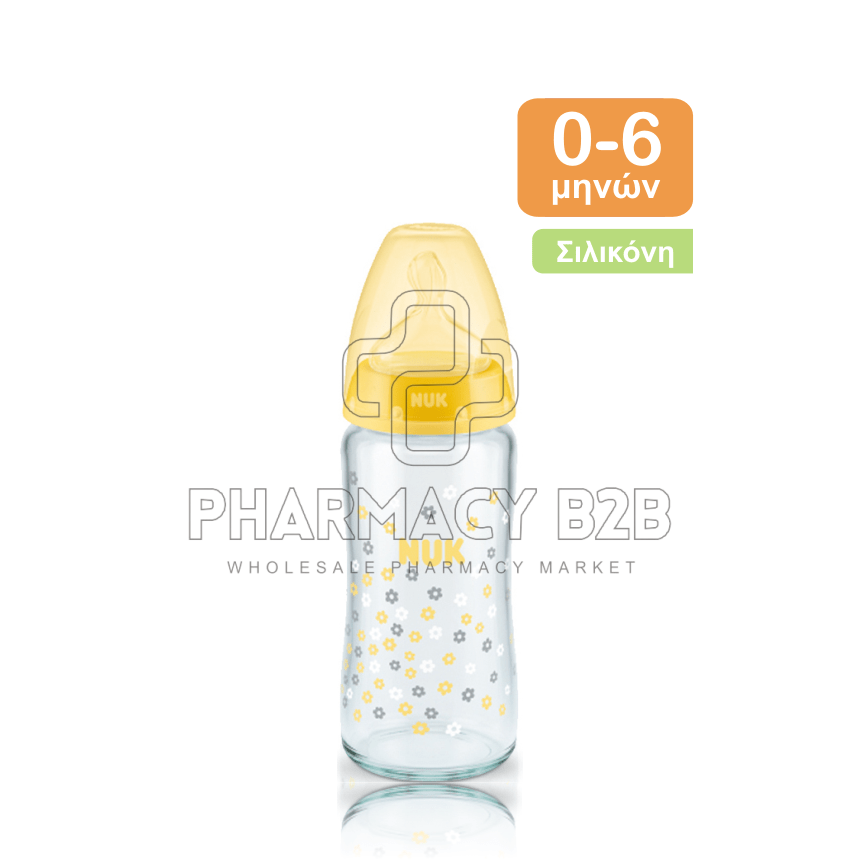 NUK Μπιμπερό 0-6 Γυάλινο Σιλικόνη First Choice 240ml