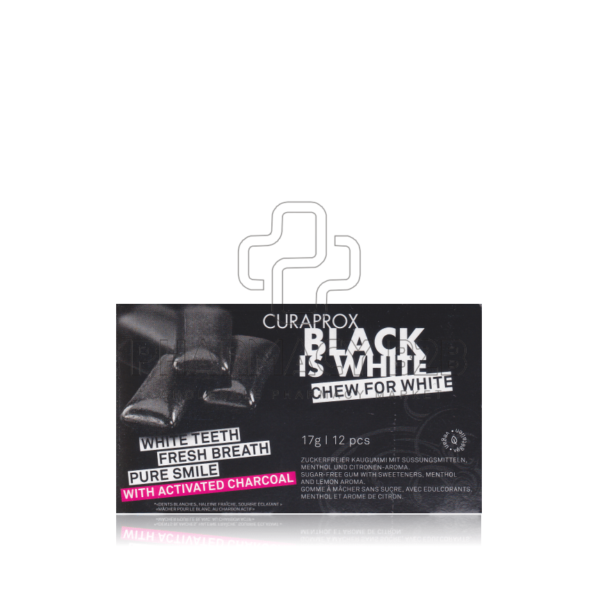 CURAPROX Black is White Λευκαντική Τσίχλα με Ενεργό Άνθρακα 12τμχ
