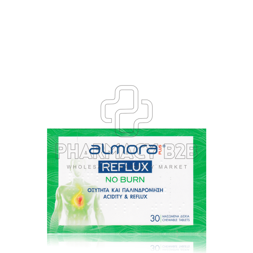 ALMORA PLUS Reflux No Burn για την Οξύτητα & την Παλινδρόμηση, 30 μασώμενα δισκία