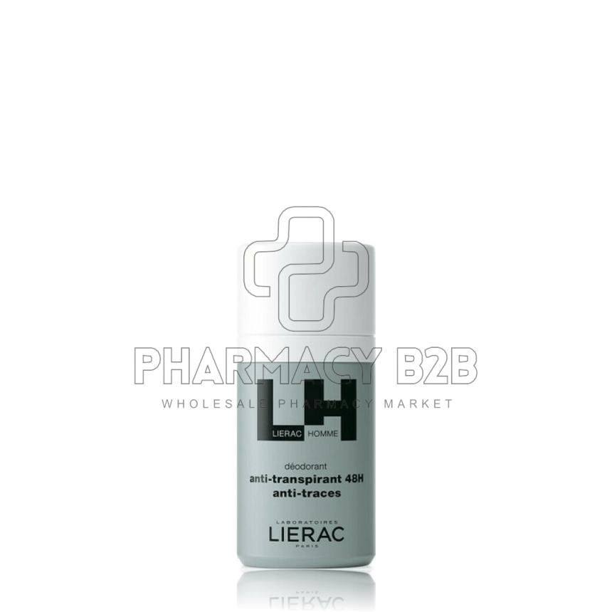 LIERAC Homme Deodorant 48h Ανδρικό Αποσμητικό με 48Ωρη Δράση κατά του Ιδρώτα Χωρίς Ίχνη 50ml
