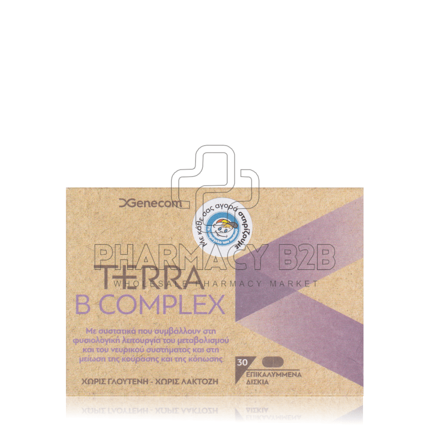GENECOM TERRA B COMPLEX Συμπλήρωμα Διατροφής με Βιταμίνες του Συμπλέγματος Β x30 επικαλυμμένα δισκία