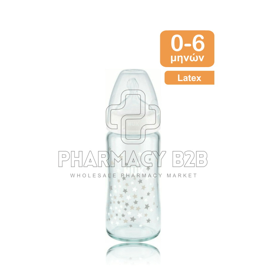 NUK First Choice Plus Μπιμπερό γυάλινο με θηλή λάτεξ 0-6m 240ml