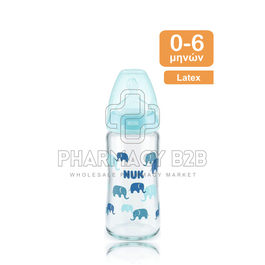 NUK First Choice Plus Μπιμπερό γυάλινο με θηλή λάτεξ 0-6m 240ml