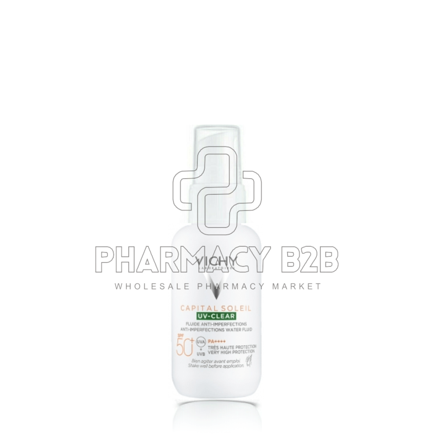 VICHY Capital Soleil UV-Clear SPF50+ Λεπτόρρευστο Αντιηλιακό Προσώπου Κατά των Ατελειών & της Λιπαρότητας 40ml
